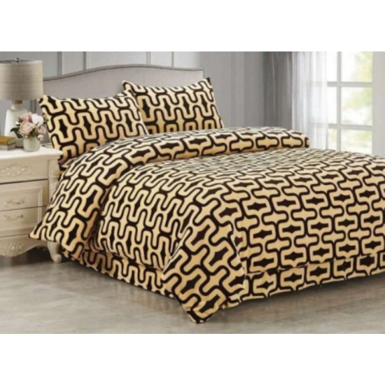 Lenjerie pat dublu, Super Pufoasa COCOLINO, 4 piese, Crem, linii serpuite, LDC-025 Lenjerii cocolino 4 piese