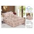 Lenjerie pat dublu, BUMBAC FINET, 6 piese, cu VOLANASE, Crem-Multicolor, flori, LDV-011