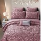 Lenjerie de pat cu elastic si pilota inclusa, bumbac tip jacquard, pat dublu, 7 piese, Roz inchis, PJD-04 Pilote Jacquard 7 piese