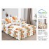 Lenjerie pat dublu, BUMBAC FINET, 6 piese, cu VOLANASE, Alb-Multicolor, flori, LDV-002