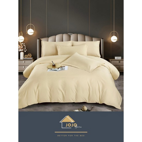 Lenjerie pat dublu, Damasc, 6 piese, Jojo, Crem, LDS-037 Lenjerii damasc 6 piese