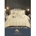 Lenjerie pat dublu, Damasc, 6 piese, Jojo, Crem, LDS-037