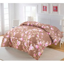 Pilota Matlasata 200x230 cm, Maro-Bej, flori, PPL-012