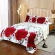 Patura CoCoLiNo cu blanita, 200x230 cm +2 fete de perna, Alb-Rosu, flori, PBC-017 Paturi cu blanita