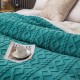 Patura Cocolino cu Blanita, Model Tricotat, Pat 2 Persoane, 200x230 cm, Turquoise, PCT-013 Patura cu Blanita tip Tricotaj