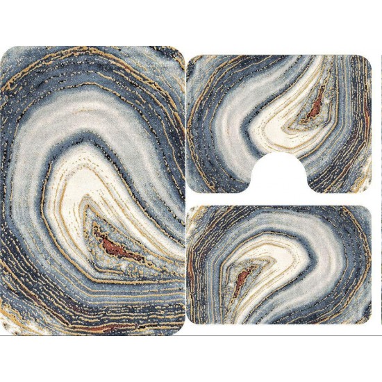 Set 3 Covorase Baie Antiderapante, Mulricolor, piatra, CAM-082 Set covorase baie antiderapante