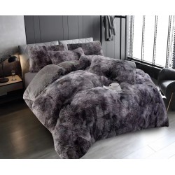 Pilota Fluffy cu Blăniță 200x230 cm + 2 fețe de pernă – Model Gri inchis, PF-011