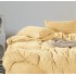 Lenjerie pat dublu, Super Pufoasa, din Blanita artificiala de Iepure, 4 piese, Galben, LCE-008