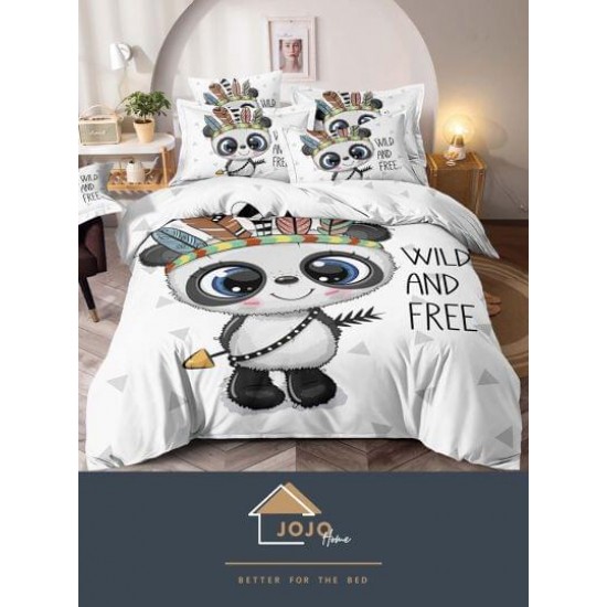 Set Lenjerie de Pat din Finet, 6 Piese, Pat 2 Persoane, Imprimeu 3D Identic cu Poza, Alb-Multicolor, ursulet, LFL-012 Lenjerii Finet PREMIUM LUX