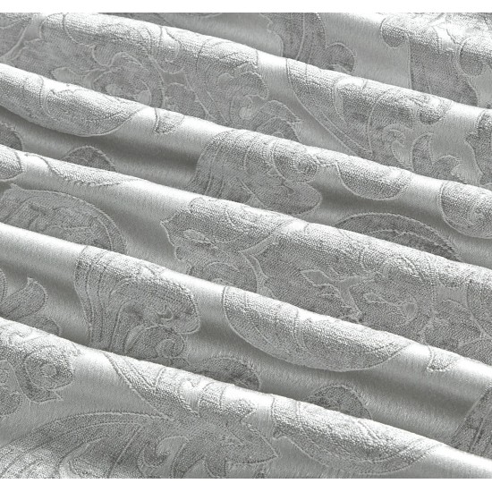 Lenjerie de pat cu elastic si pilota inclusa, bumbac tip jacquard, pat dublu, 7 piese, Gri, PJD-02 Pilote Jacquard 7 piese