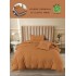 Lenjerie de Pat din Finet, 4 Piese, Pat 1 Persoana, cu ELASTIC, Maro, LFS-058