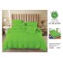 Lenjerie pat dublu, BUMBAC FINET, 6 piese, cu ELASTIC, UNI, Verde aprins, LFU-010
