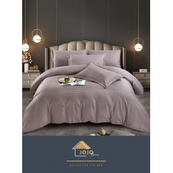 Lenjerie, pat dublu, cu ELASTIC, Damasc Finetat, 6 piese, Cenusiu, LDS-055