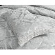 Lenjerie de pat cu elastic si pilota inclusa, bumbac tip jacquard, pat dublu, 7 piese, Gri, PJD-02 Pilote Jacquard 7 piese
