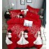 Set Lenjerie de Pat din Finet cu 2 Fete, 6 Piese, Pat 2 Persoane, Rosu-Multicolor, indragostiti, LDF-041