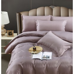 Lenjerie, pat dublu, cu ELASTIC, Damasc Finetat, 6 piese, Cenusiu, LDS-055