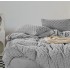 Lenjerie pat dublu, Super Pufoasa, din Blanita artificiala de Iepure, 4 piese, Gri, LCE-004