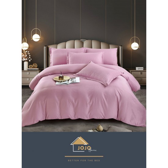 Lenjerie, pat dublu, cu ELASTIC, Damasc Finetat, 6 piese, Lila, LDS-062 Lenjerii Damasc 6 piese cu Cearsaf cu ELASTIC