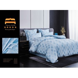 Lenjerie pat dublu, Finet Deluxe cu Smocuri Brodate, 6 piese, Bleu, LSB-033