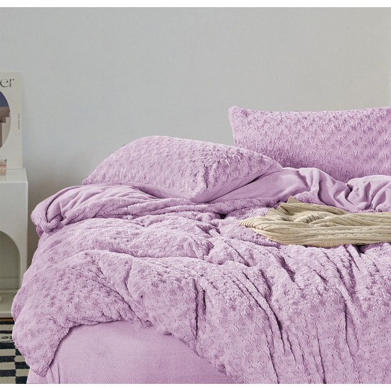 Lenjerie pat dublu, Super Pufoasa, din Blanita artificiala de Iepure, 4 piese, Lila, LCE-009 Lenjerii Blanita Iepure