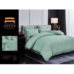 Lenjerie pat dublu, Finet Deluxe cu Smocuri Brodate, 6 piese, Verde, LSB-025