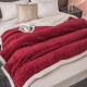 Patura Cocolino cu Blanita, Model Tricotat, Pat 2 Persoane, 200x230 cm, Bordo, PCT-003 Patura cu Blanita tip Tricotaj