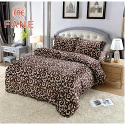 Lenjerie pat dublu, Super Pufoasa COCOLINO, 4 piese, Maro-Crem, frunze, LDC-040
