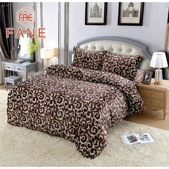 Lenjerie pat dublu, Super Pufoasa COCOLINO, 4 piese, Maro-Crem, frunze, LDC-040 Lenjerii cocolino 4 piese