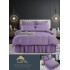 Lenjerie pat dublu, BUMBAC FINET, 6 piese, cu volanase, Jojo, Lila, LVU-007
