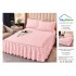 Cearsaf cu volanase, Bumbac FINET, plus  2 fete de perne 50x70cm, Roz-Alb, flori, LDBS-095