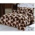 Set Lenjerie Pufoasa Cocolino cu Elastic, 4 Piese, Pat 2 Persoane, Maro-Bej-Crem, frunze, LEC-022