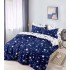Set Lenjerie de Pat din Finet cu 2 Fete, 6 Piese, Pat 2 Persoane, Bleumarin - Alb, stelute, LDF-052