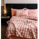 Lenjerie de pat, DeLuxe, cocolino tip blăniță iepure, 2 persoane, 6 piese, Roz-Alb, ombre, LCE-031 Lenjerii Blanita Iepure