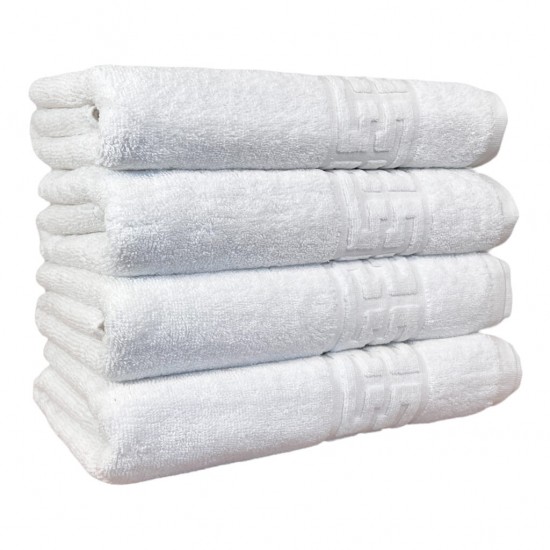 Set 4 Prosoape Baie, Bumbac 100%, 550g/m², 70x140 cm, Greek, Alb, PCG-054 Horeca
