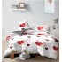 Lenjerie de Pat din Finet, 4 Piese, Pat 1 Persoana, Alb-Rosu, inimioare, LFS-022