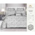 Lenjerie de pat cu elastic si pilota inclusa, bumbac tip jacquard, pat dublu, 7 piese, Gri, PJD-02