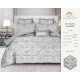 Lenjerie de pat cu elastic si pilota inclusa, bumbac tip jacquard, pat dublu, 7 piese, Gri, PJD-02 Pilote Jacquard 7 piese