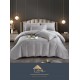 Lenjerie, pat dublu, cu ELASTIC, Damasc Finetat, 6 piese, Gri-deschis, LDS-061 Lenjerii Damasc 6 piese cu Cearsaf cu ELASTIC