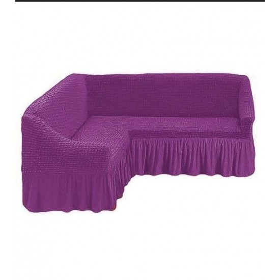 Husa Elastica si Creponata cu Volan pentru Coltar, Mov, HCCV-008 Huse Coltar Creponat cu Volane