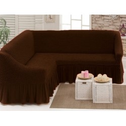 Husa Elastica si Creponata cu Volan pentru Coltar, Maro inchis, HCCV-005