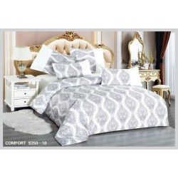 Lenjerie de pat Catifea, Imprimeu Relief, 6 Piese, Alb, LCI-011