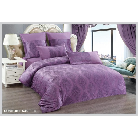 Lenjerie de pat Catifea, Imprimeu Relief, 6 Piese, Mov, LCI-010 Lenjerii catifea 6 piese
