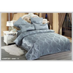 Lenjerie de pat Catifea, Imprimeu Relief, 6 Piese, Albastru deschis, LCI-006