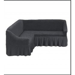 Husa Elastica si Creponata cu Volan pentru Coltar, Gri inchis, HCCV-003