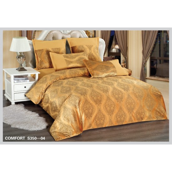 Lenjerie de pat Catifea, Imprimeu Relief, 6 Piese, Caramiziu, LCI-009 Lenjerii catifea 6 piese