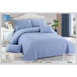 Cuvertura Pat Matlasată, Policoton, Tesatura Ranforce, 5 Piese, Blue, CPR-005