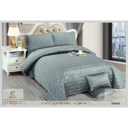 Set Cuvertura si 4 Fete de Perna din CATIFEA, Matlasata, Gri, E200-14