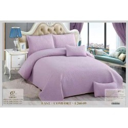 Cuvertura Pat Matlasată, Policoton, Tesatura Ranforce, 5 Piese, Lila, CPR-001