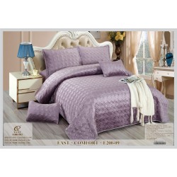 Set Cuvertura si 4 Fete de Perna din Catifea, Matlasata, Lila, E200-09
