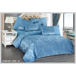 Lenjerie de pat Catifea, Imprimeu Relief, 6 Piese, Bleu, LCI-007